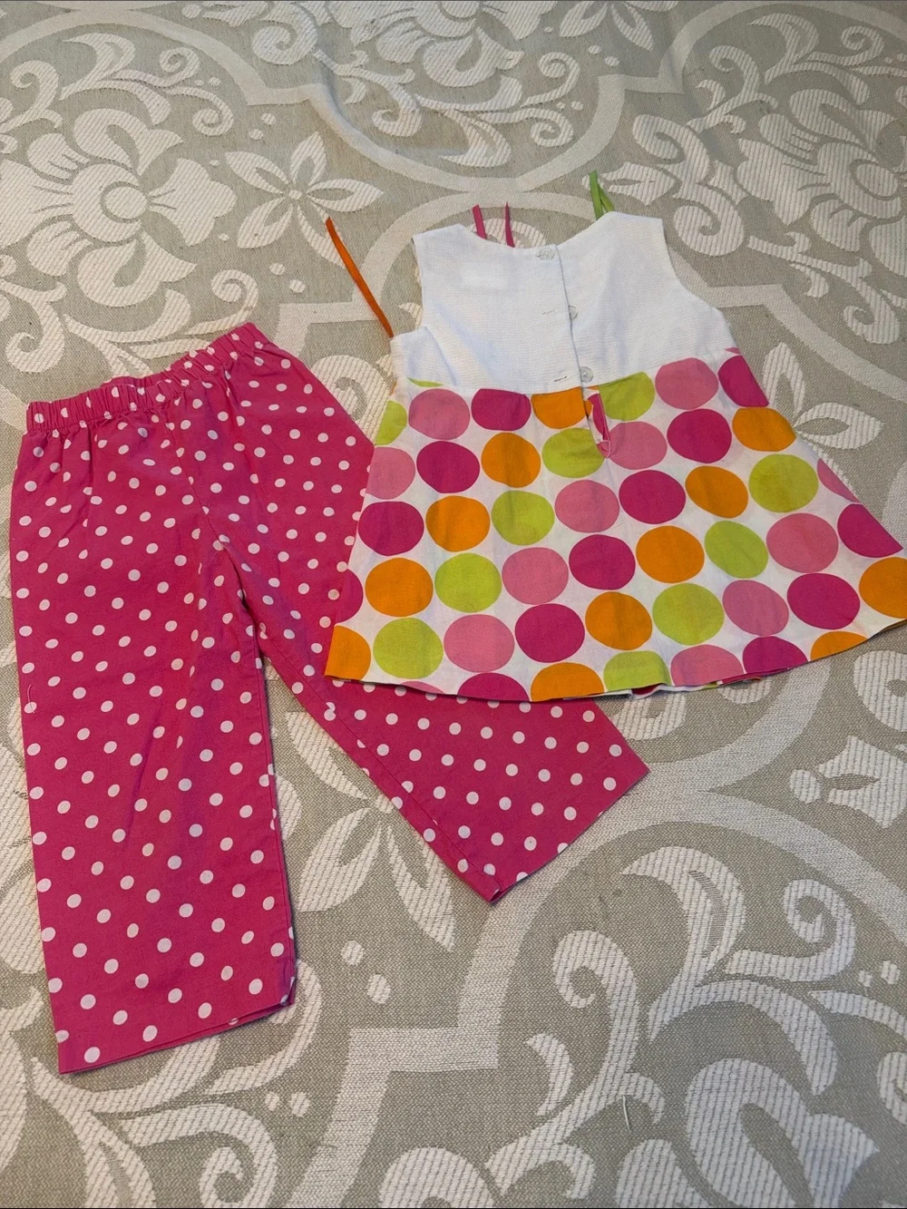 Rare Editions Pink Polka Dot Popsicle Tunic & Pants Set